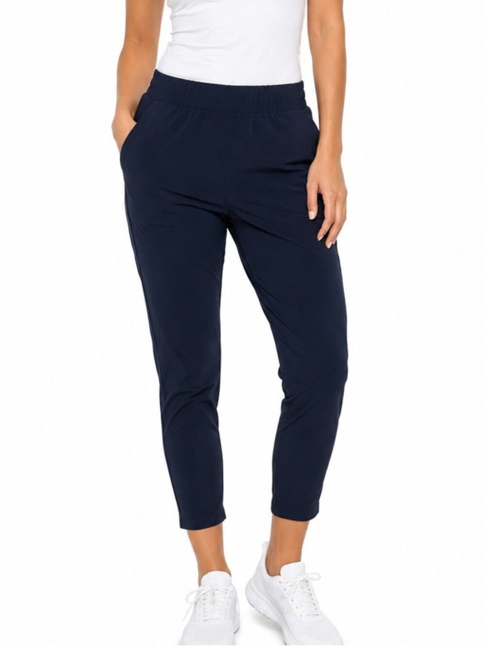 Calia Carrie Underwood Blue Activewear Elastic Waist Pants with Zippers at Ankle